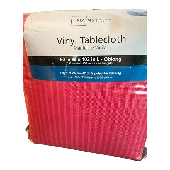 Mainstays Vinyl Tablecloth Coral 60 W X 102 In 100% PEVA Front Polyester Backing - Picture 3 of 4